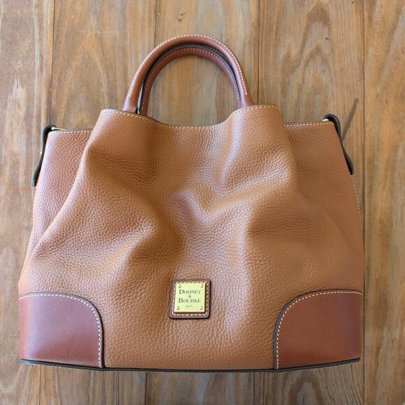 Dooney & Bourke Pebble Grain Leather Brenna Satchel Handbag Pouch Keychain NWOT - Picture 2 of 10